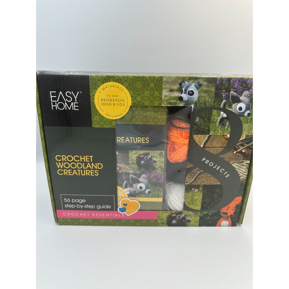 Easy Home Learn to Crochet Kit Woodland Creatures (Hedgehog Fox Deer) NEW